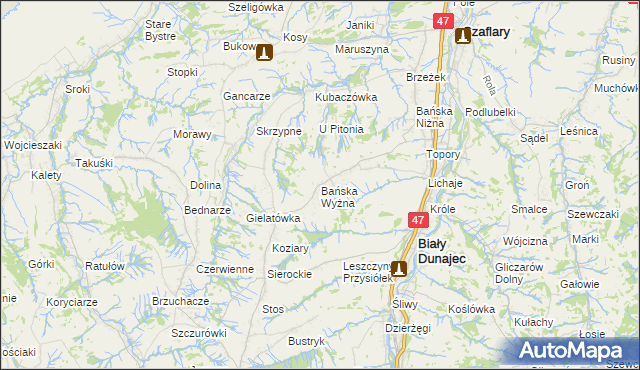 mapa Bańska Wyżna, Bańska Wyżna na mapie Targeo