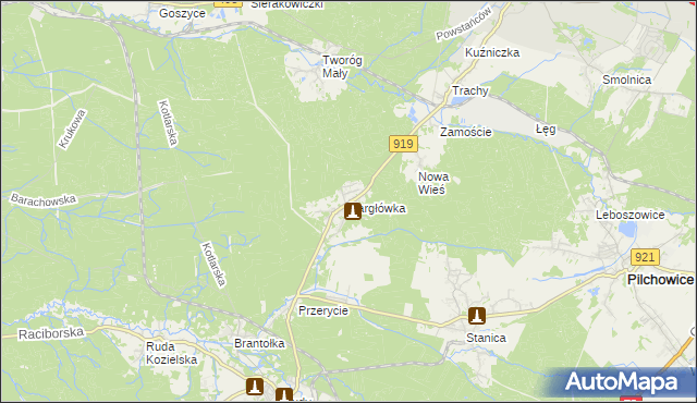 mapa Bargłówka gmina Sośnicowice, Bargłówka gmina Sośnicowice na mapie Targeo