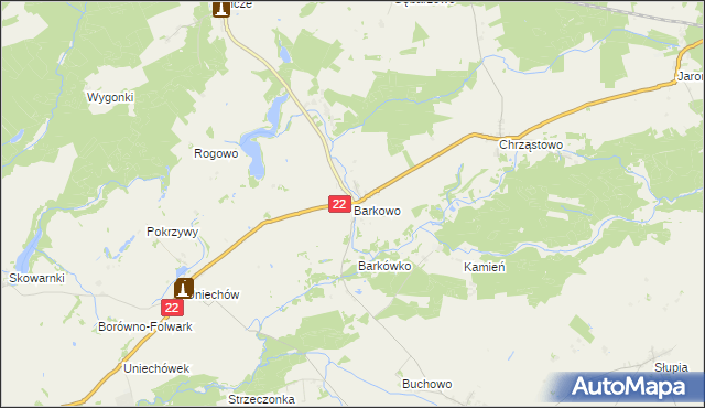 mapa Barkowo gmina Człuchów, Barkowo gmina Człuchów na mapie Targeo