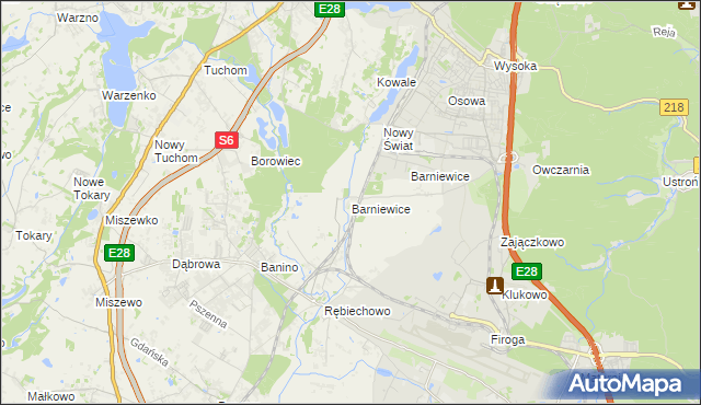 mapa Barniewice, Barniewice na mapie Targeo