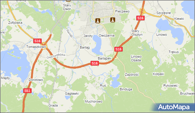 mapa Bartążek, Bartążek na mapie Targeo