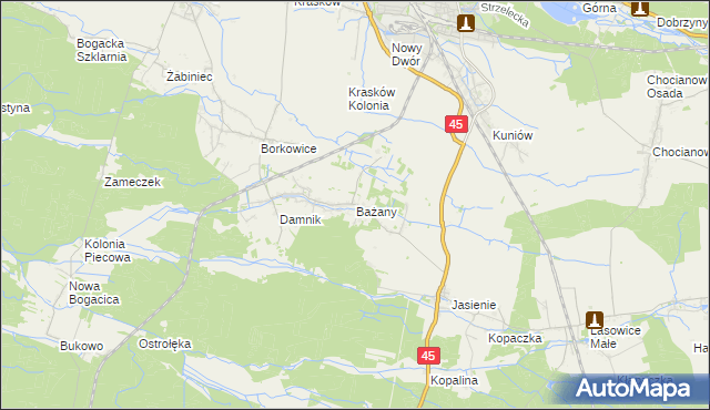 mapa Bażany, Bażany na mapie Targeo