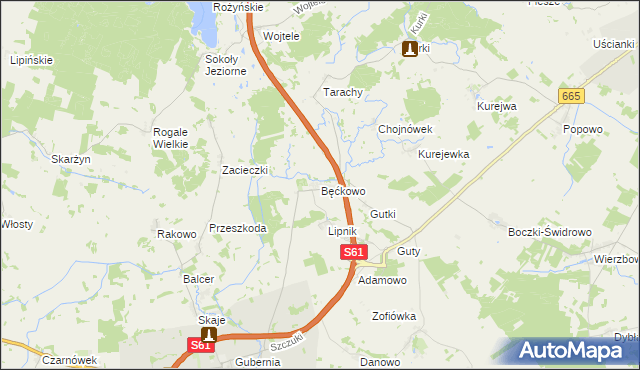 mapa Bęćkowo, Bęćkowo na mapie Targeo