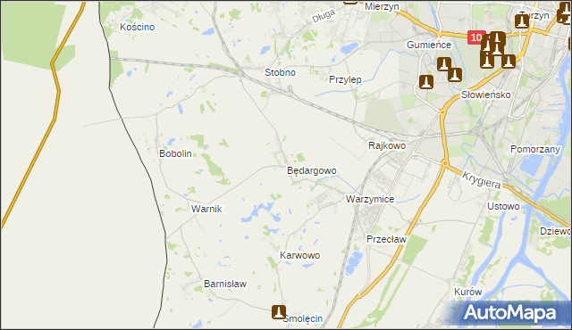 mapa Będargowo gmina Kołbaskowo, Będargowo gmina Kołbaskowo na mapie Targeo