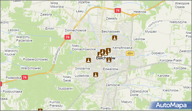 mapa Bełchatów, Bełchatów na mapie Targeo