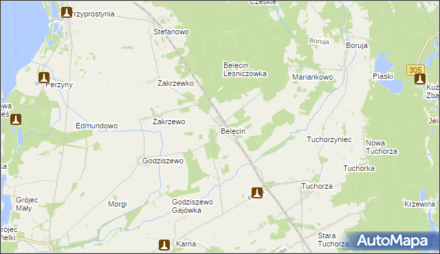 mapa Belęcin, Belęcin na mapie Targeo