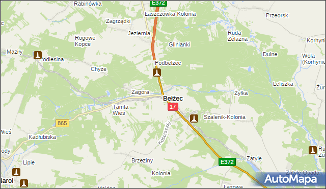 mapa Bełżec, Bełżec na mapie Targeo