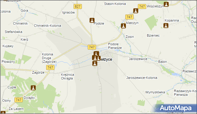 mapa Bełżyce, Bełżyce na mapie Targeo