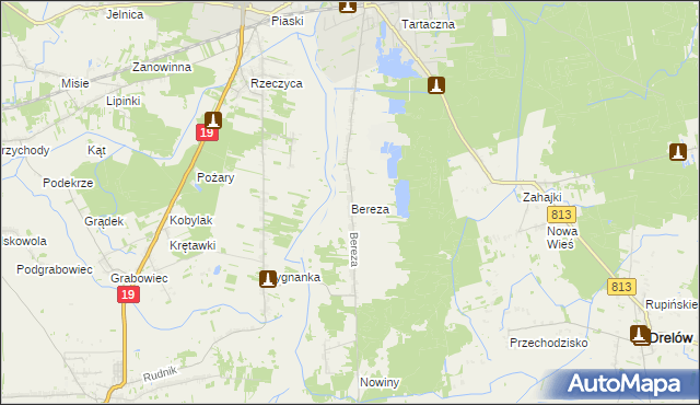 mapa Bereza, Bereza na mapie Targeo