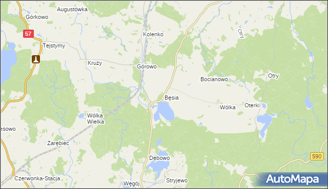 mapa Bęsia, Bęsia na mapie Targeo