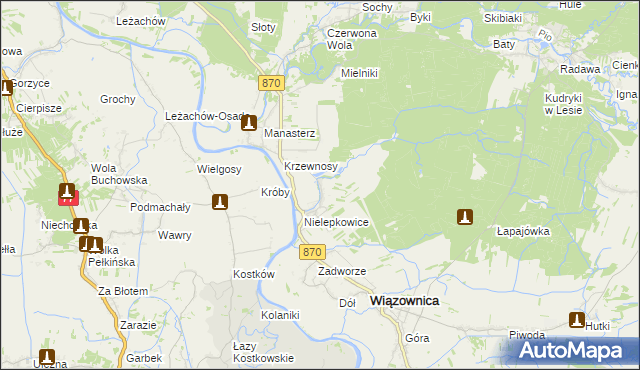 mapa Biała Góra gmina Wiązownica, Biała Góra gmina Wiązownica na mapie Targeo