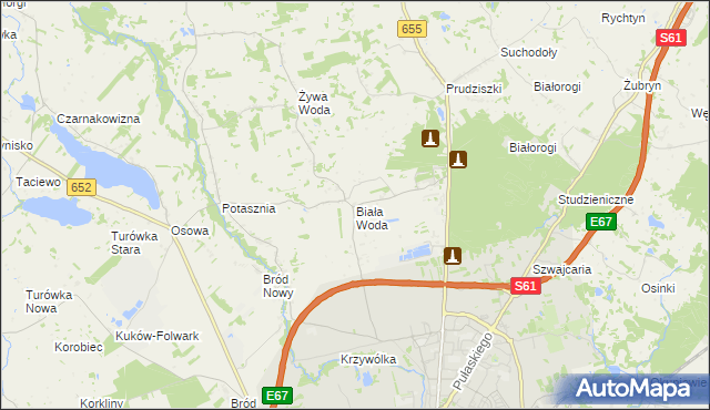mapa Biała Woda gmina Suwałki, Biała Woda gmina Suwałki na mapie Targeo