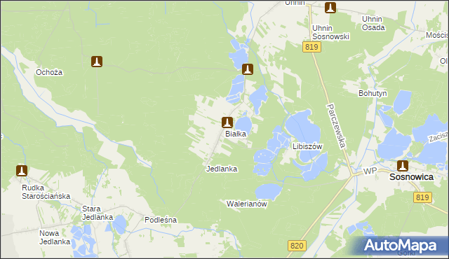 mapa Białka gmina Dębowa Kłoda, Białka gmina Dębowa Kłoda na mapie Targeo