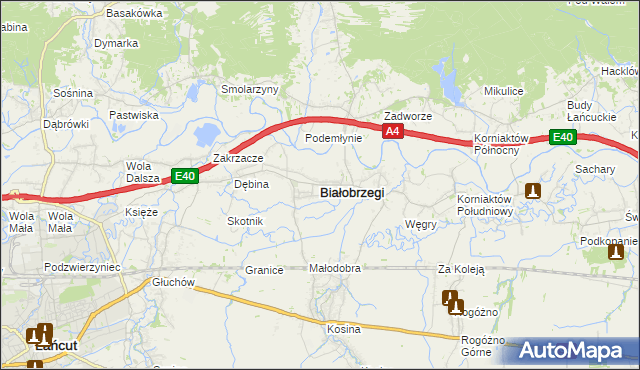 mapa Białobrzegi powiat łańcucki, Białobrzegi powiat łańcucki na mapie Targeo
