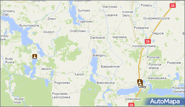 mapa Białogóry, Białogóry na mapie Targeo