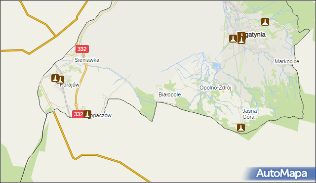 mapa Białopole gmina Bogatynia, Białopole gmina Bogatynia na mapie Targeo