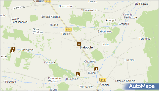 mapa Białopole powiat chełmski, Białopole powiat chełmski na mapie Targeo