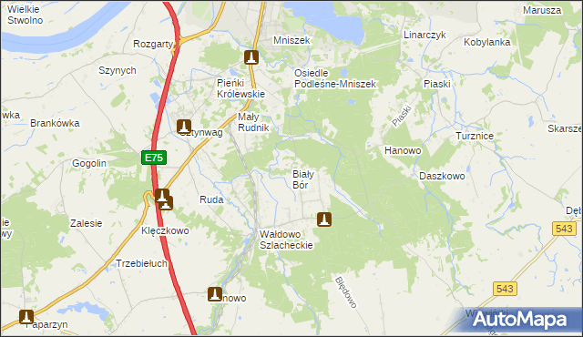 mapa Biały Bór gmina Grudziądz, Biały Bór gmina Grudziądz na mapie Targeo