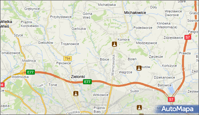 mapa Bibice, Bibice na mapie Targeo