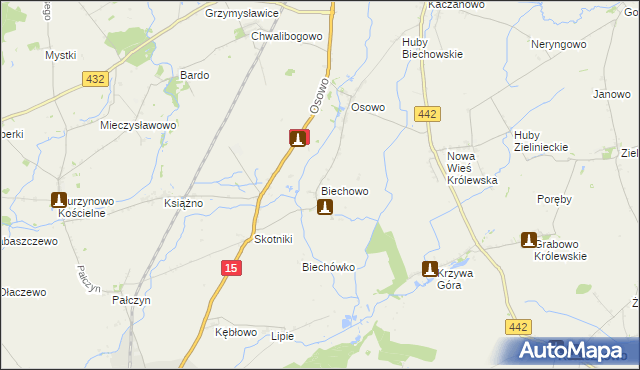 mapa Biechowo gmina Miłosław, Biechowo gmina Miłosław na mapie Targeo