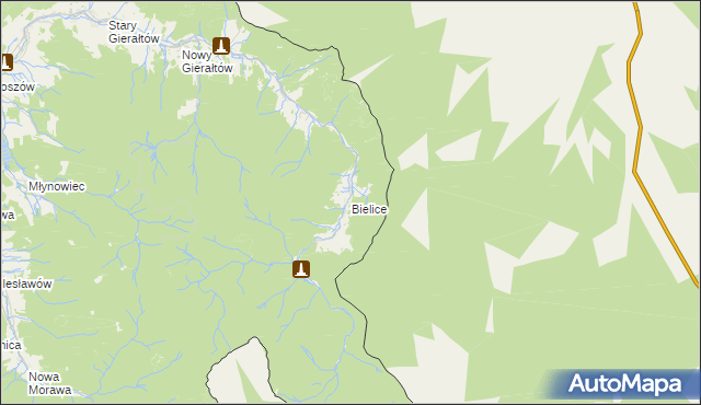 mapa Bielice gmina Stronie Śląskie, Bielice gmina Stronie Śląskie na mapie Targeo