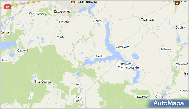 mapa Bieślin, Bieślin na mapie Targeo