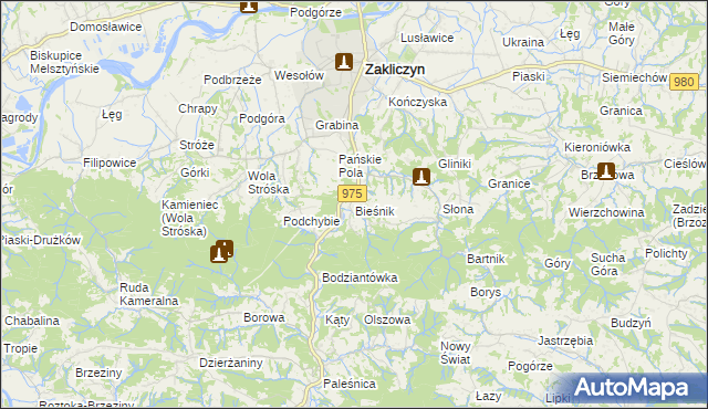 mapa Bieśnik gmina Zakliczyn, Bieśnik gmina Zakliczyn na mapie Targeo