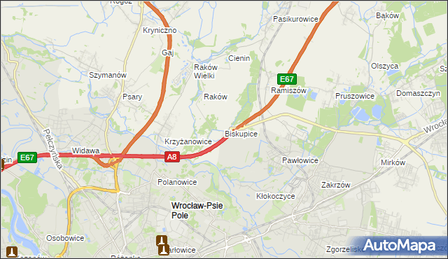 mapa Biskupice gmina Wisznia Mała, Biskupice gmina Wisznia Mała na mapie Targeo