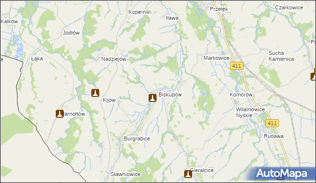 mapa Biskupów, Biskupów na mapie Targeo