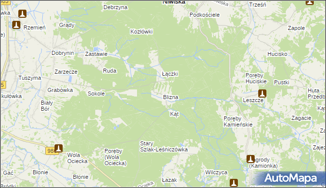 mapa Blizna gmina Ostrów, Blizna gmina Ostrów na mapie Targeo