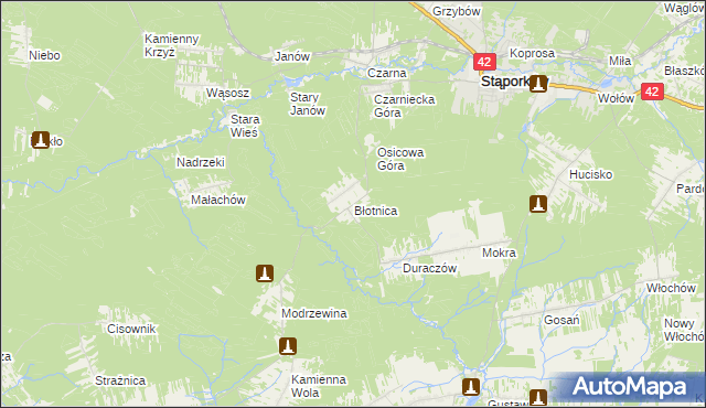 mapa Błotnica gmina Stąporków, Błotnica gmina Stąporków na mapie Targeo