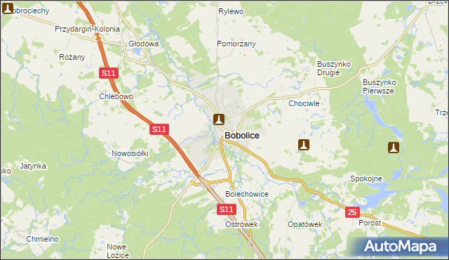 mapa Bobolice powiat koszaliński, Bobolice powiat koszaliński na mapie Targeo