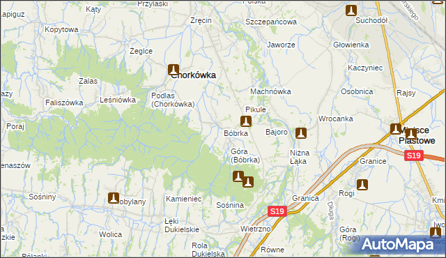 mapa Bóbrka gmina Chorkówka, Bóbrka gmina Chorkówka na mapie Targeo