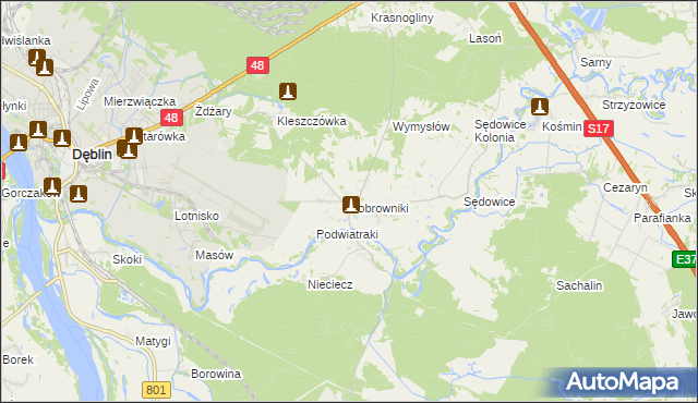 mapa Bobrowniki gmina Ryki, Bobrowniki gmina Ryki na mapie Targeo