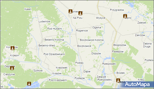 mapa Boczkowice gmina Włoszczowa, Boczkowice gmina Włoszczowa na mapie Targeo