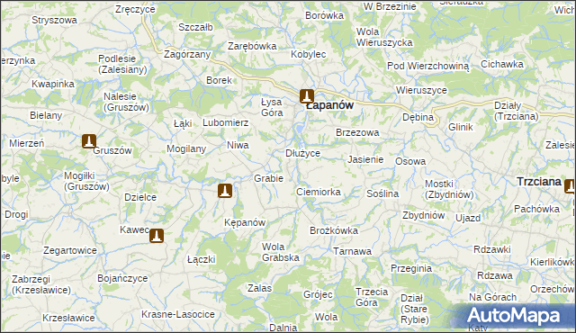 mapa Boczów gmina Łapanów, Boczów gmina Łapanów na mapie Targeo