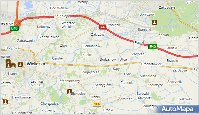 mapa Bodzanów gmina Biskupice, Bodzanów gmina Biskupice na mapie Targeo