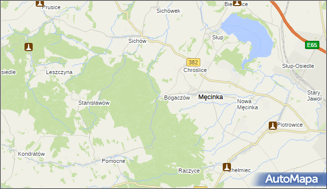 mapa Bogaczów gmina Męcinka, Bogaczów gmina Męcinka na mapie Targeo