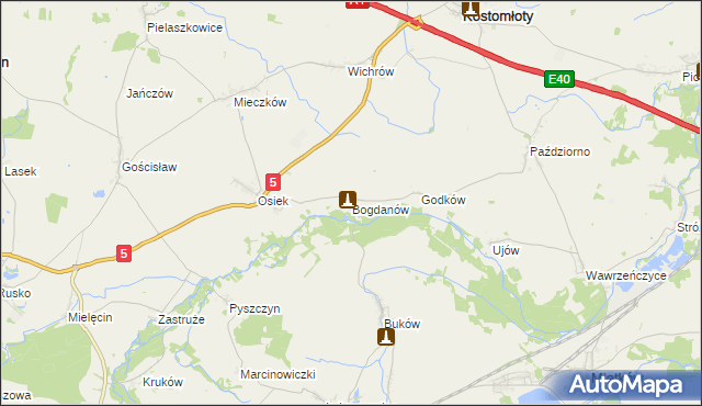 mapa Bogdanów gmina Kostomłoty, Bogdanów gmina Kostomłoty na mapie Targeo