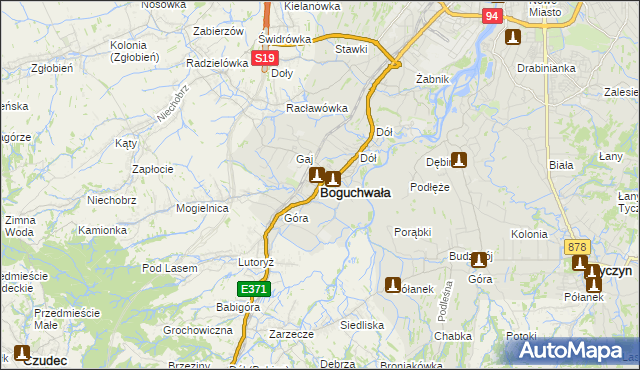 mapa Boguchwała powiat rzeszowski, Boguchwała powiat rzeszowski na mapie Targeo