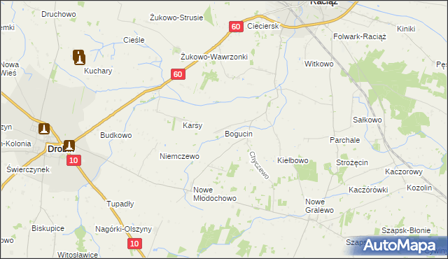 mapa Bogucin gmina Raciąż, Bogucin gmina Raciąż na mapie Targeo