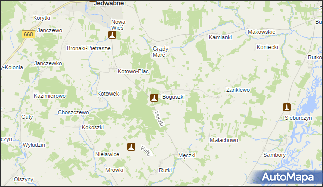 mapa Boguszki gmina Wizna, Boguszki gmina Wizna na mapie Targeo