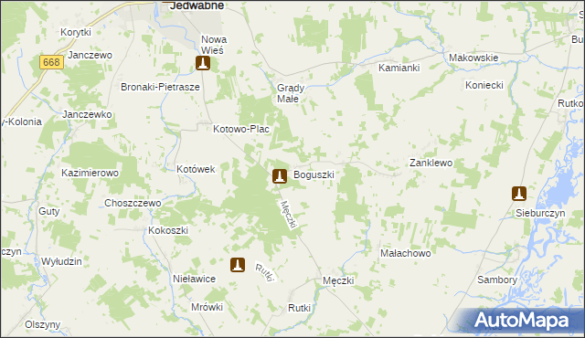 mapa Boguszki gmina Wizna, Boguszki gmina Wizna na mapie Targeo