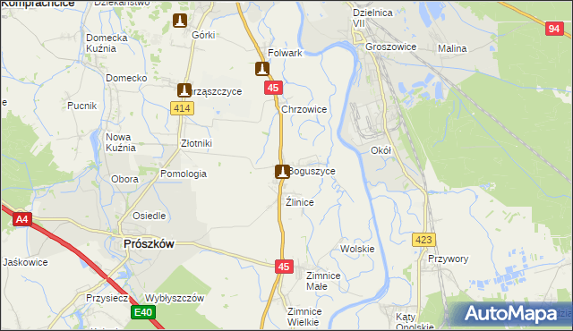mapa Boguszyce gmina Prószków, Boguszyce gmina Prószków na mapie Targeo