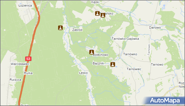 mapa Bolechowo gmina Goleniów, Bolechowo gmina Goleniów na mapie Targeo