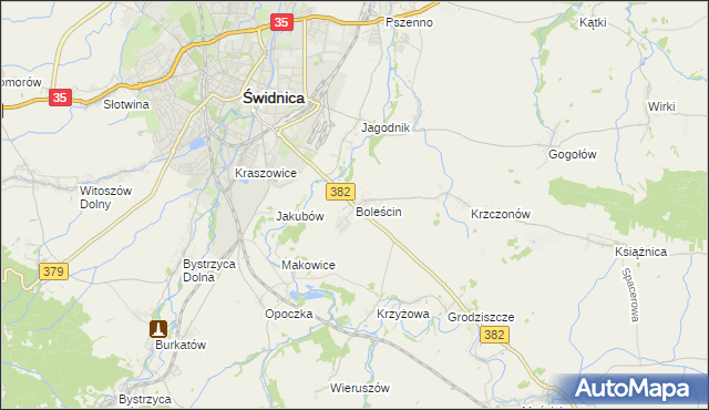 mapa Boleścin gmina Świdnica, Boleścin gmina Świdnica na mapie Targeo