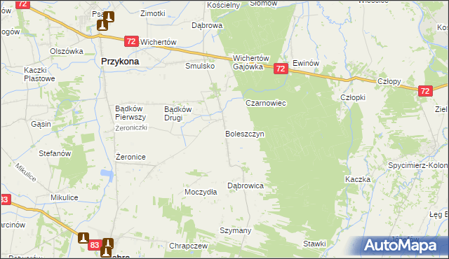 mapa Boleszczyn, Boleszczyn na mapie Targeo