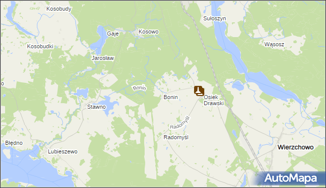 mapa Bonin gmina Wierzchowo, Bonin gmina Wierzchowo na mapie Targeo