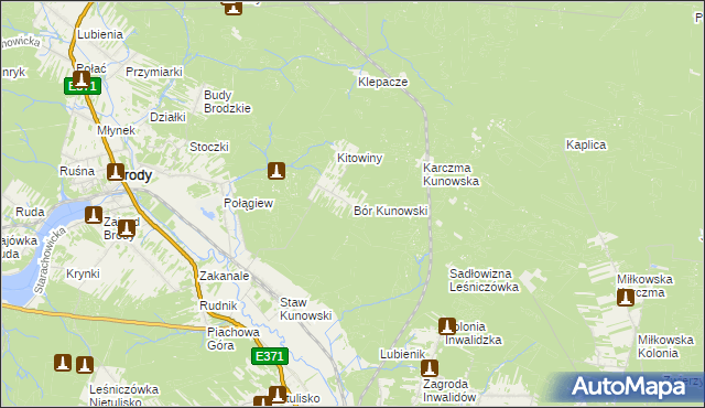 mapa Bór Kunowski, Bór Kunowski na mapie Targeo