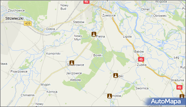 mapa Borek gmina Krapkowice, Borek gmina Krapkowice na mapie Targeo